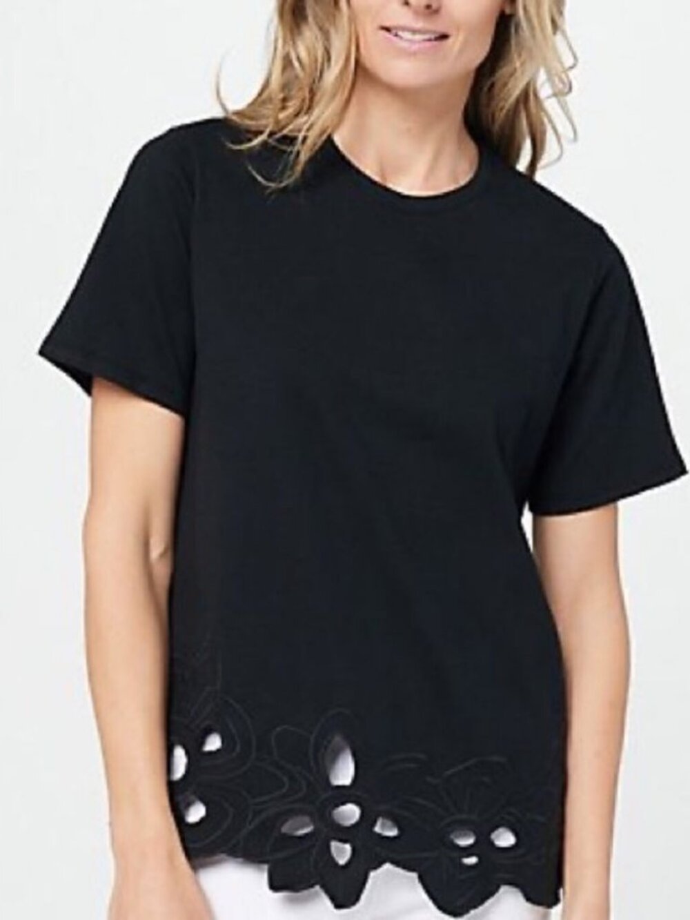 Laurie Felt Short-Sleeve Scallop Tee Shirt
